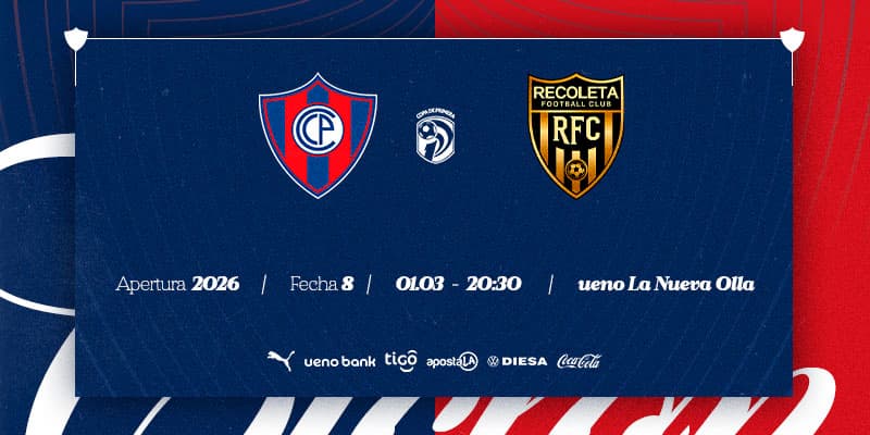 Imagen del evento  Cerro Porteño vs Recoleta - Torneo Apertura 2026 - Fecha 8