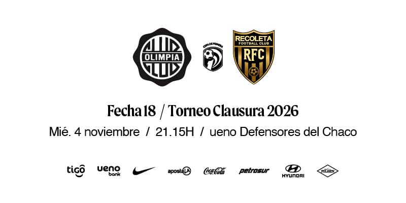 Imagen del evento OLIMPIA vs Recoleta - Torneo Clausura 2026 - Fecha 18