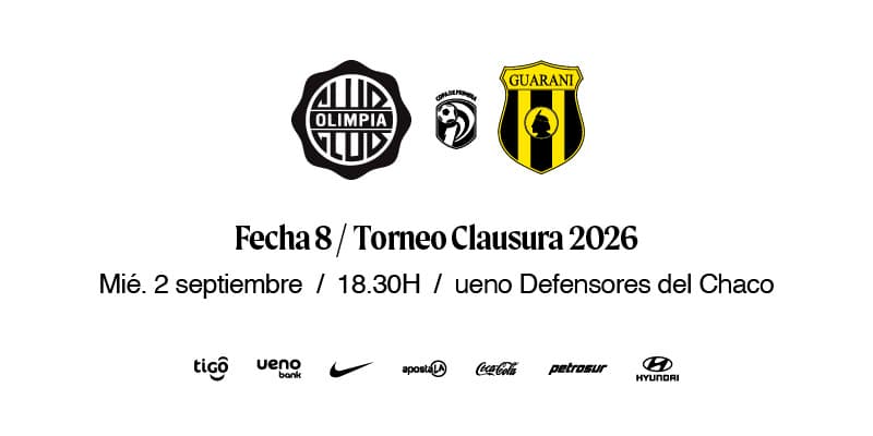 Imagen del evento OLIMPIA vs Guaraní - Torneo Clausura 2026 - Fecha 8