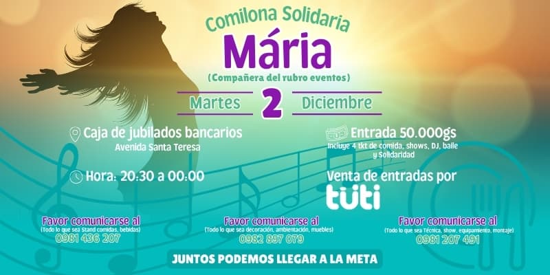 Imagen del evento Comilona Solidaria para Mária