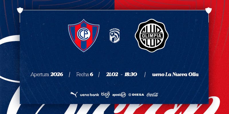 Imagen del evento Cerro Porteño vs Olimpia - Torneo Apertura 2026 - Fecha 6