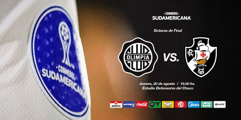 Imagen del evento OLIMPIA vs Vasco Da Gama - CONMEBOL Sudamericana 2026 – Octavos de Final