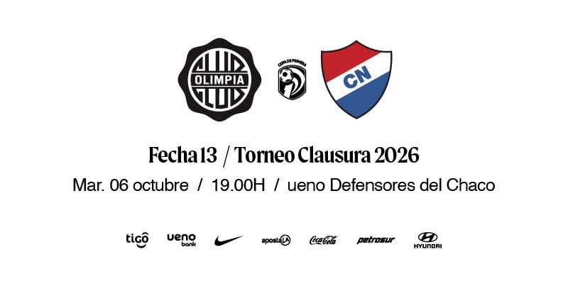 Imagen del evento OLIMPIA vs Nacional - Torneo Clausura 2026 - Fecha 13