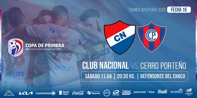 Imagen del evento Nacional vs Cerro Porteño - Torneo Apertura 2026 - Fecha 16